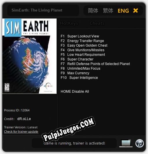 SimEarth: The Living Planet: Cheats, Trainer +10 [dR.oLLe]