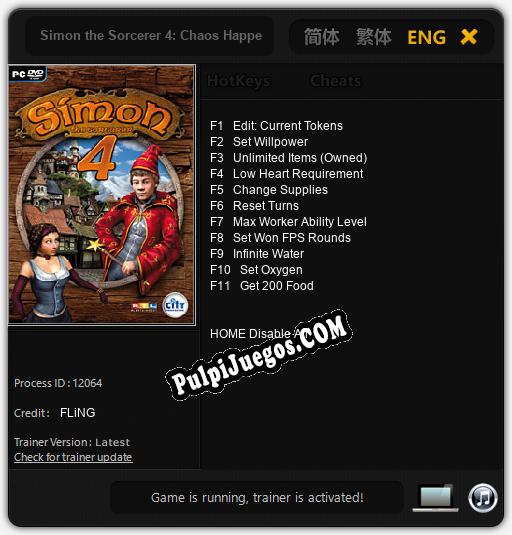 Entrenador liberado a Simon the Sorcerer 4: Chaos Happens [v1.0.2]