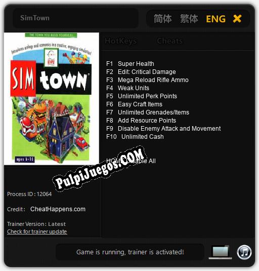 SimTown: Cheats, Trainer +10 [CheatHappens.com]