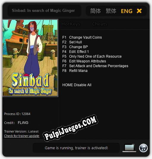 Entrenador liberado a Sinbad: In search of Magic Ginger [v1.0.4]