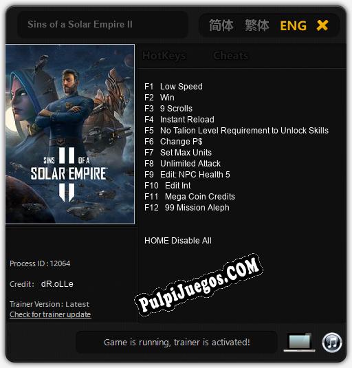 Sins of a Solar Empire II: Trainer +12 [v1.8]