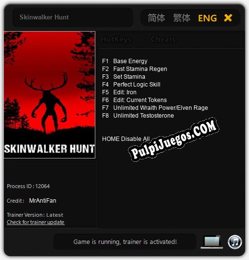 Skinwalker Hunt: Trainer +8 [v1.6]