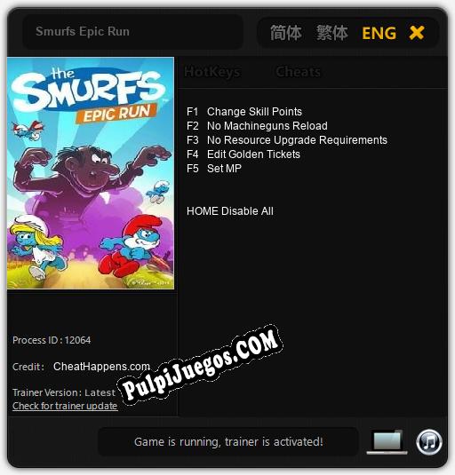 Smurfs Epic Run: Treinador (V1.0.94)