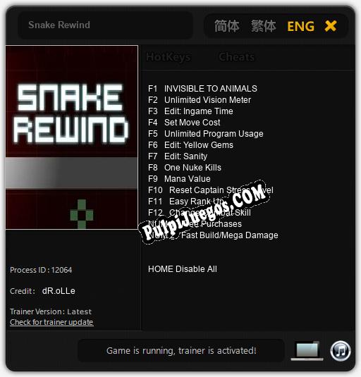 Entrenador liberado a Snake Rewind [v1.0.3]