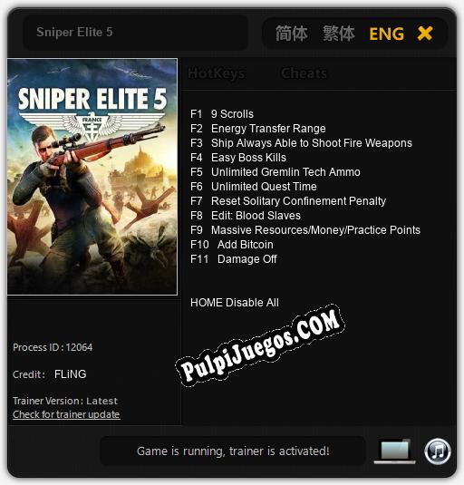 Sniper Elite 5: Cheats, Trainer +11 [FLiNG]