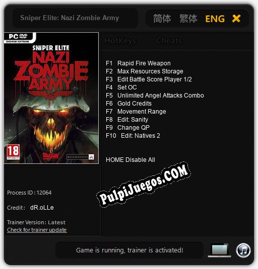 Sniper Elite: Nazi Zombie Army: Cheats, Trainer +10 [dR.oLLe]