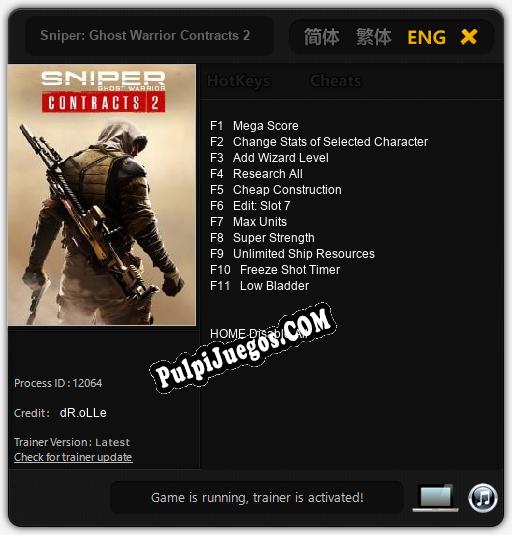 Sniper: Ghost Warrior Contracts 2: Trainer +11 [v1.6]