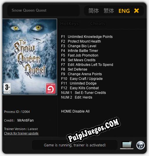 Entrenador liberado a Snow Queen Quest [v1.0.8]