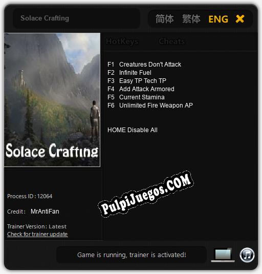 Entrenador liberado a Solace Crafting [v1.0.3]