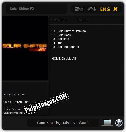 Solar Shifter EX: Cheats, Trainer +5 [MrAntiFan]