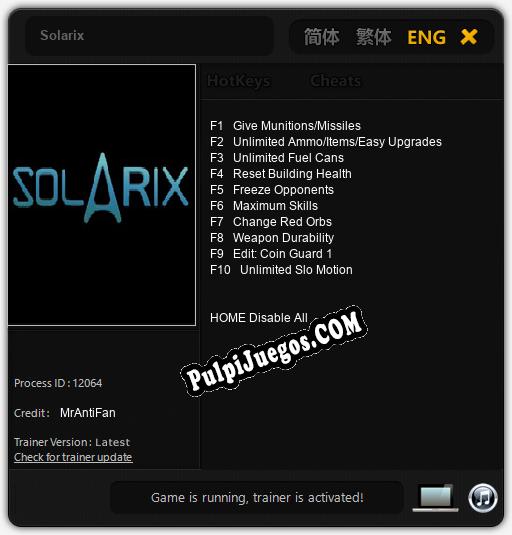 Solarix: Trainer +10 [v1.8]