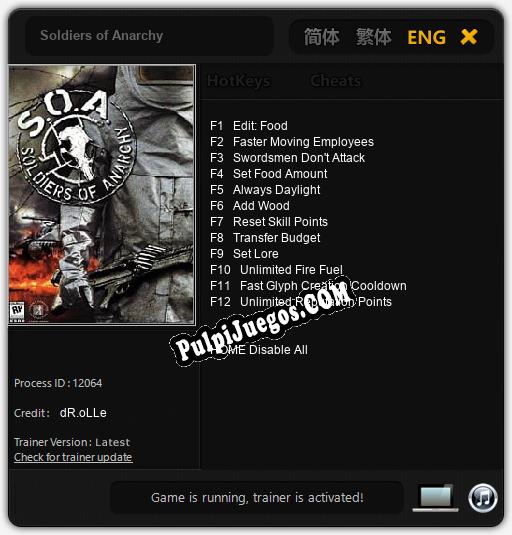 Soldiers of Anarchy: Cheats, Trainer +12 [dR.oLLe]