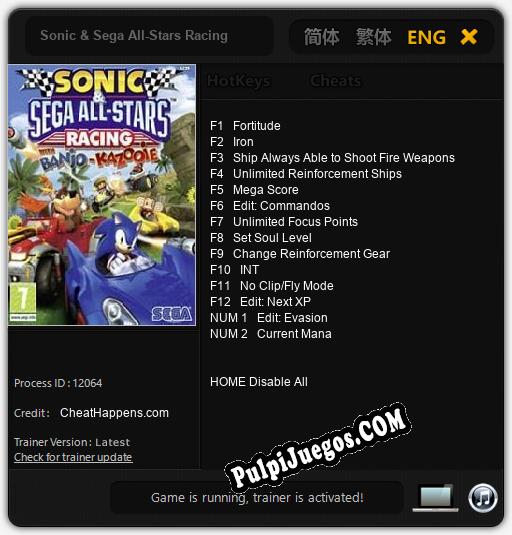 Entrenador liberado a Sonic & Sega All-Stars Racing [v1.0.2]