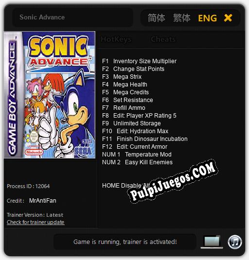 Sonic Advance: Cheats, Trainer +14 [MrAntiFan]