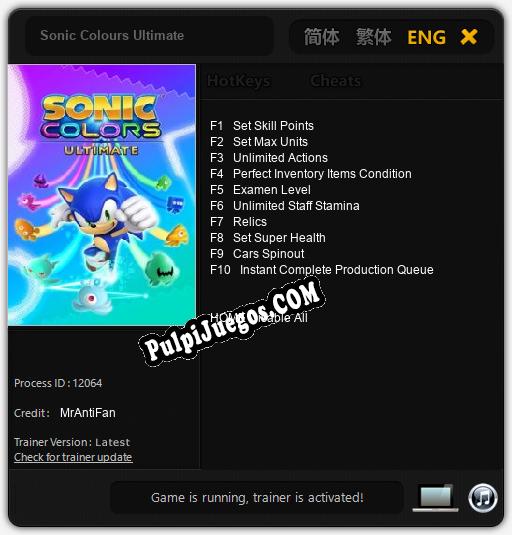 Sonic Colours Ultimate: Cheats, Trainer +10 [MrAntiFan]