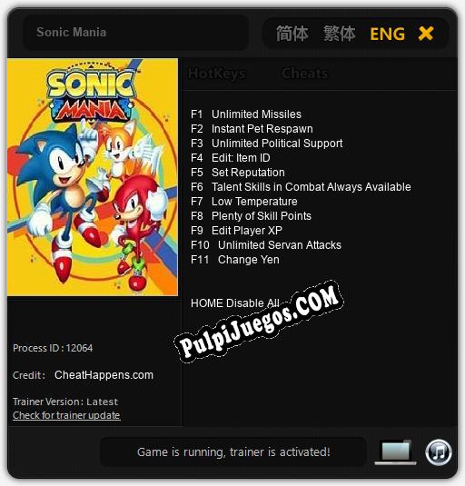 Sonic Mania: Cheats, Trainer +11 [CheatHappens.com]