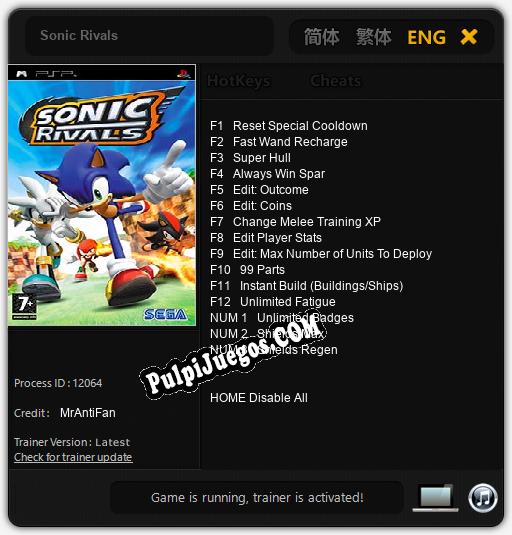 Sonic Rivals: Trainer +15 [v1.9]