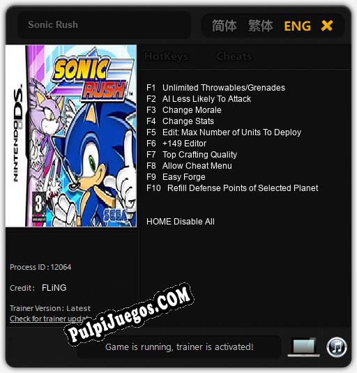 Sonic Rush: Cheats, Trainer +10 [FLiNG]