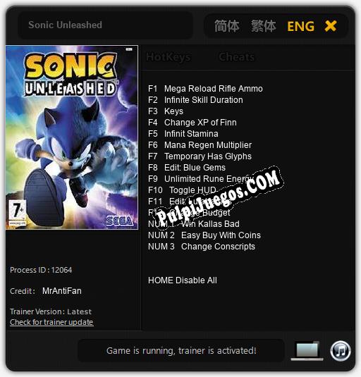 Sonic Unleashed: Treinador (V1.0.63)