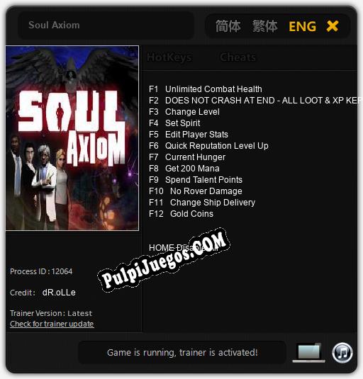 Soul Axiom: Cheats, Trainer +12 [dR.oLLe]