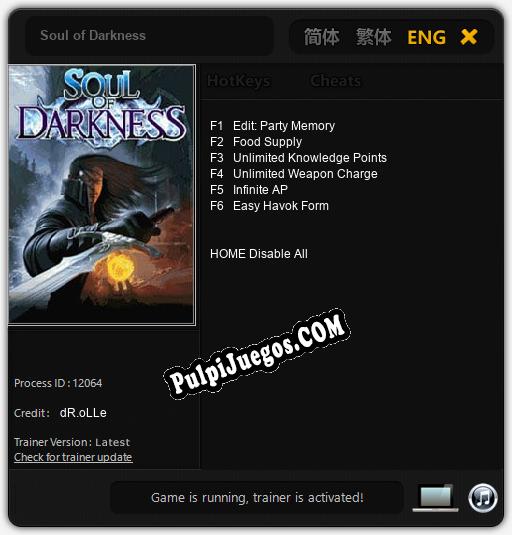 Entrenador liberado a Soul of Darkness [v1.0.8]