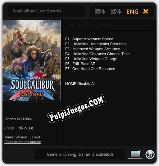 Soulcalibur: Lost Swords: Treinador (V1.0.61)