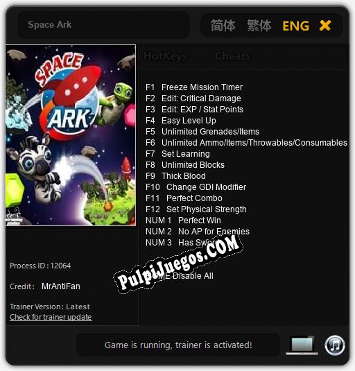 Space Ark: Treinador (V1.0.5)