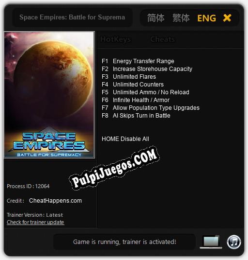 Space Empires: Battle for Supremacy: Treinador (V1.0.32)