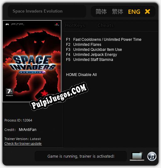 Space Invaders Evolution: Cheats, Trainer +5 [MrAntiFan]