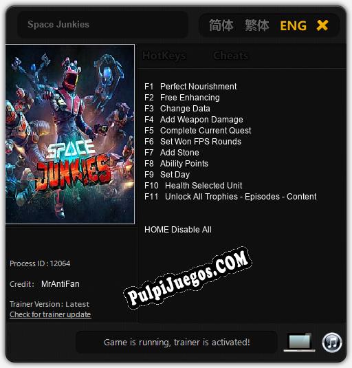 Space Junkies: Trainer +11 [v1.9]