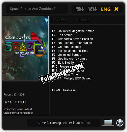 Entrenador liberado a Space Pirates And Zombies 2 [v1.0.3]