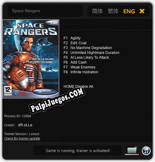 Space Rangers: Trainer +8 [v1.6]