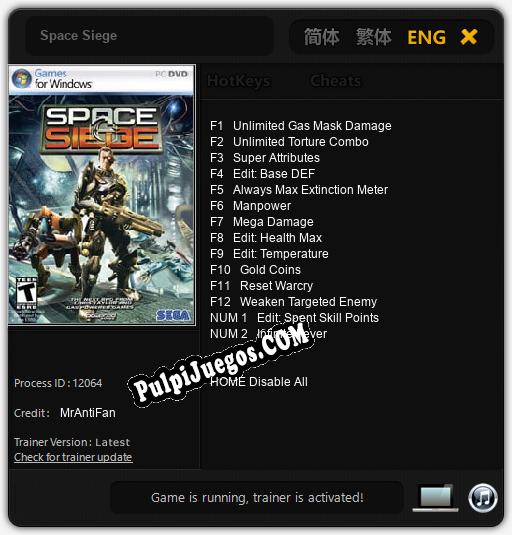 Space Siege: Treinador (V1.0.12)