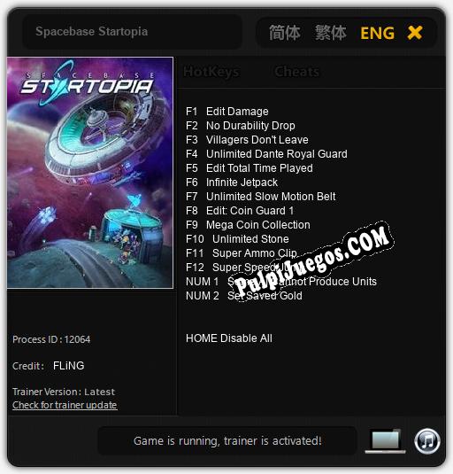 Entrenador liberado a Spacebase Startopia [v1.0.9]