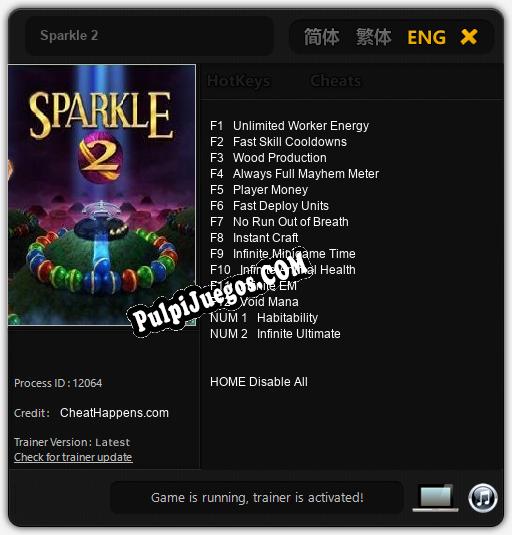 Sparkle 2: Cheats, Trainer +14 [CheatHappens.com]