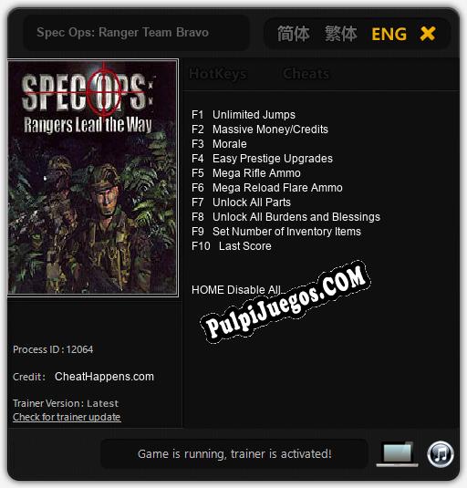 Spec Ops: Ranger Team Bravo: Trainer +10 [v1.5]