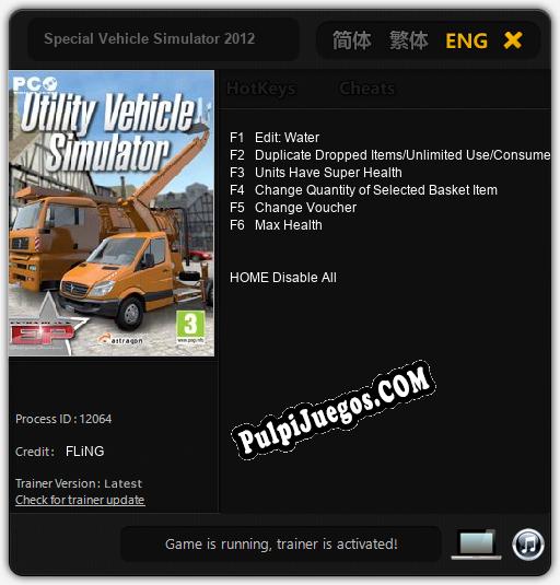 Special Vehicle Simulator 2012: Treinador (V1.0.14)