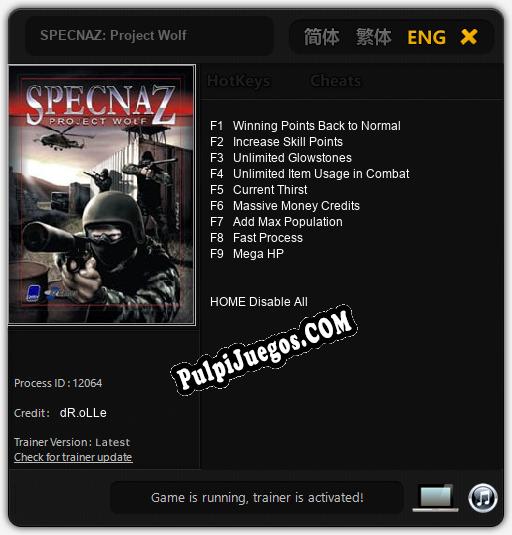 SPECNAZ: Project Wolf: Treinador (V1.0.15)