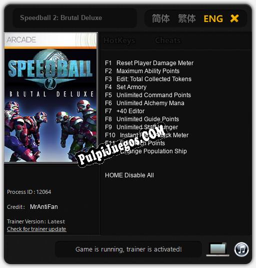 Speedball 2: Brutal Deluxe: Trainer +12 [v1.3]