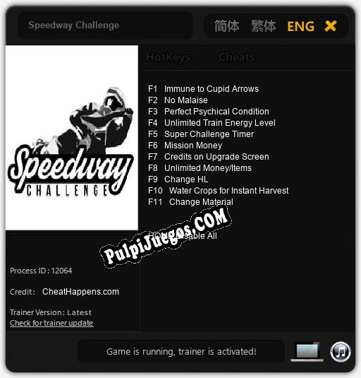 Speedway Challenge: Cheats, Trainer +11 [CheatHappens.com]