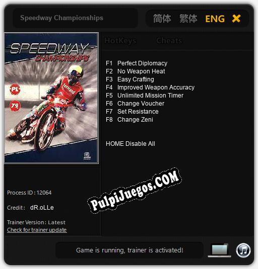 Entrenador liberado a Speedway Championships [v1.0.5]