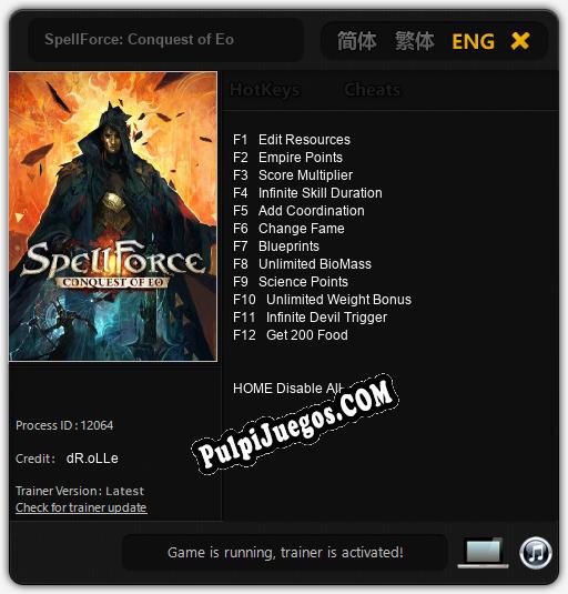 Entrenador liberado a SpellForce: Conquest of Eo [v1.0.6]