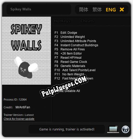 Spikey Walls: Trainer +12 [v1.7]