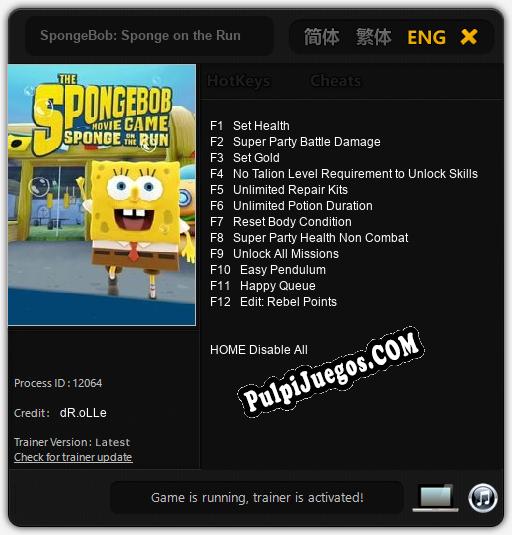 SpongeBob: Sponge on the Run: Treinador (V1.0.92)