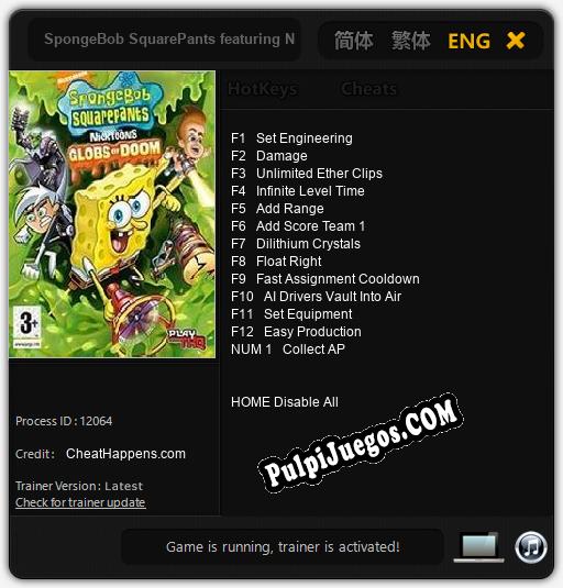 SpongeBob SquarePants featuring Nicktoons: Globs of Doom: Cheats, Trainer +13 [CheatHappens.com]