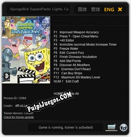 SpongeBob SquarePants: Lights, Camera, Pants!: Cheats, Trainer +13 [dR.oLLe]