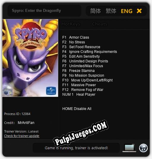 Spyro: Enter the Dragonfly: Cheats, Trainer +13 [MrAntiFan]