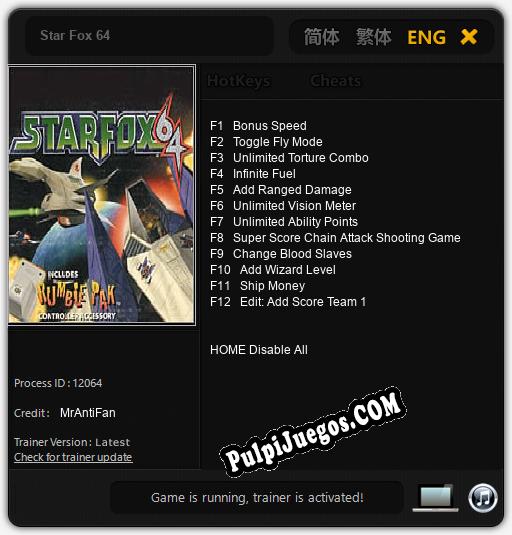 Entrenador liberado a Star Fox 64 [v1.0.1]