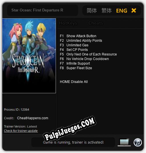 Star Ocean: First Departure R: Treinador (V1.0.14)