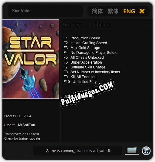 Star Valor: Cheats, Trainer +10 [MrAntiFan]